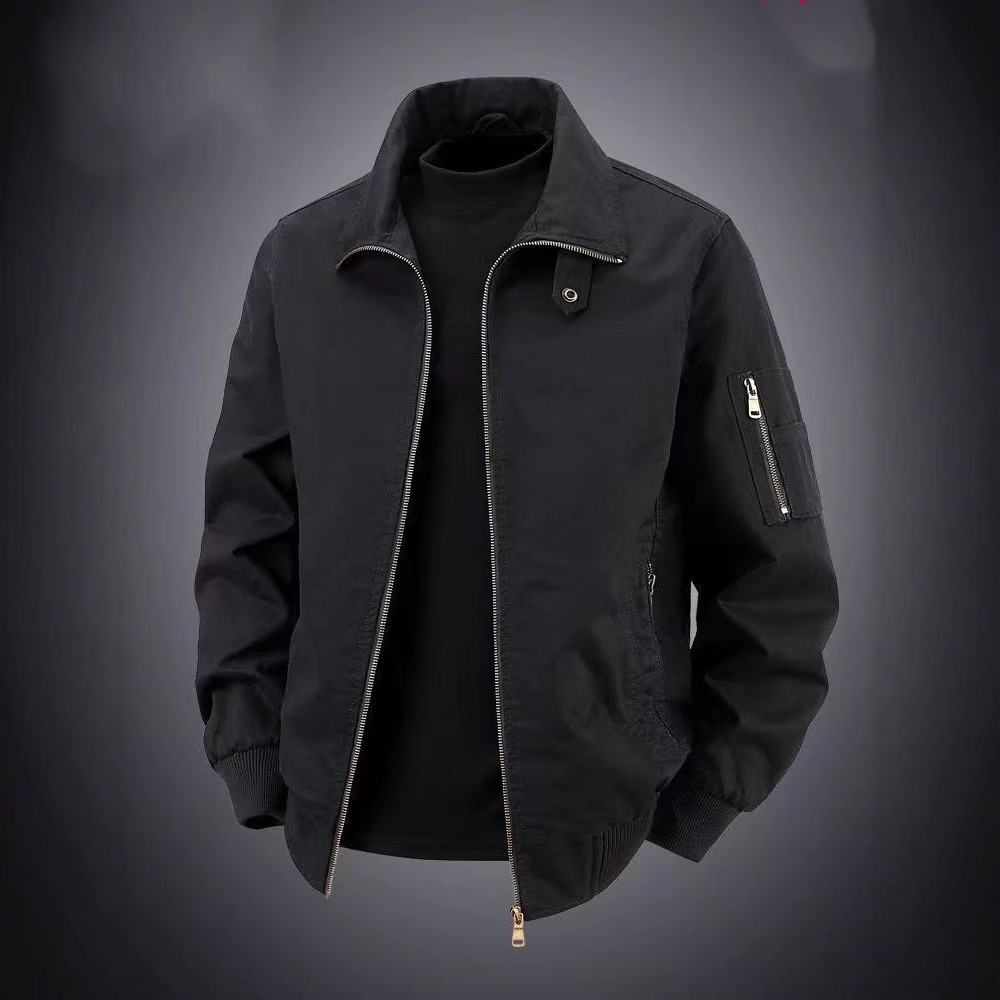 Spring And Autumn New Workwear Jacket Men's Designer Coat Pure Cotton Jacket Solid Color Large Size American Pilot Lapel Casual Jacket