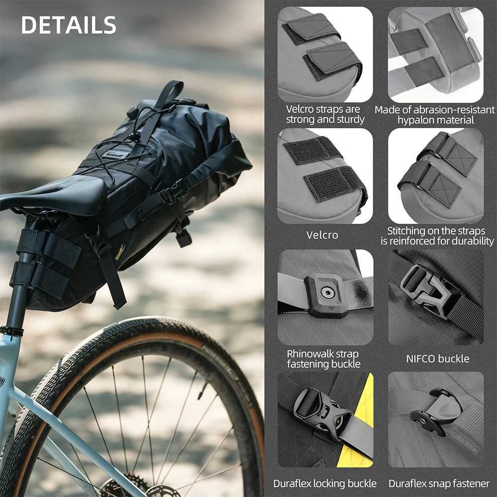 Rhinowalk Bike Saddle Bag Waterproof 14L Big Capacity Stable Not Shaking Removable Dry Bag For Mtb Road Gravel Bike Bikepacking H251029