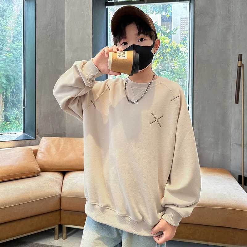 Children Brief Style Hoodie Sweatshirt for Boys European and American Street Fashion Clothing Kids Retro Simple Pullover TopsT251030