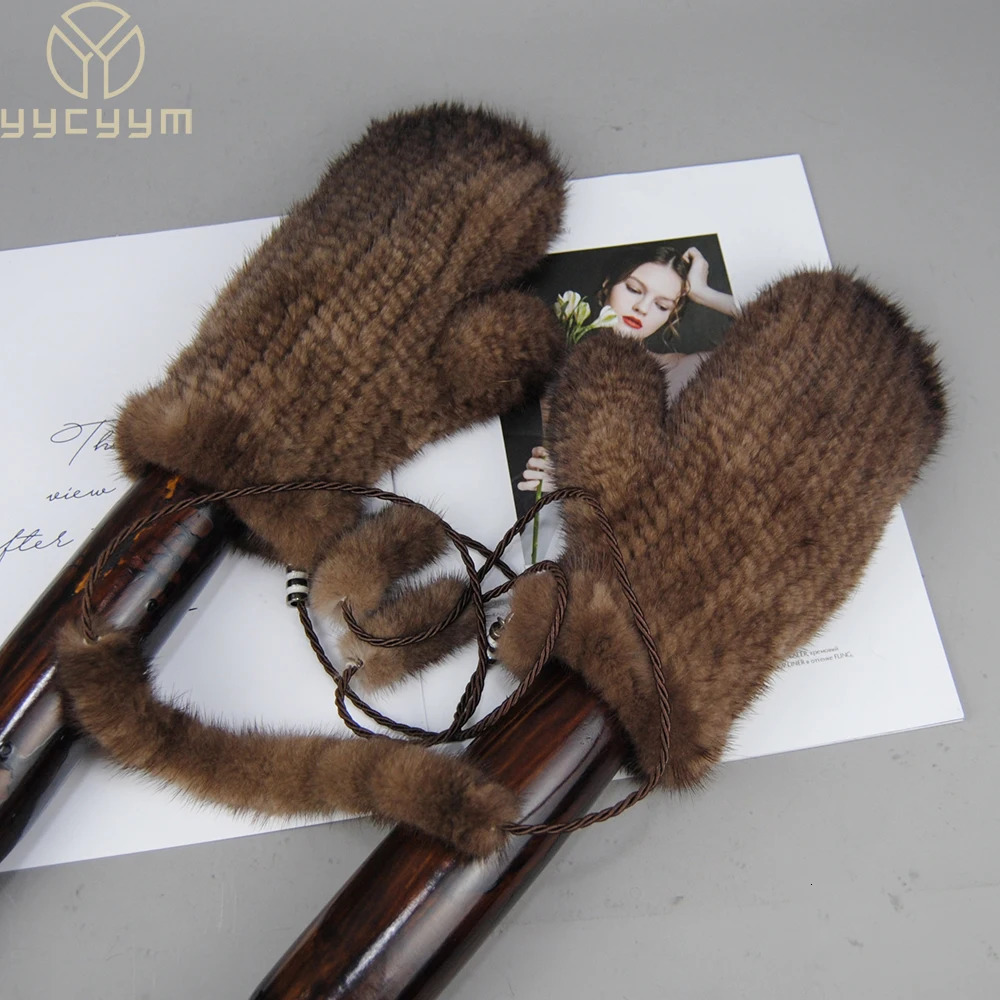 Winter Real Mink Fur Gloves Fashion Soft Warm 100Natural Mink Lady Good Elastic Genuine Knitted Fur Glove 251028