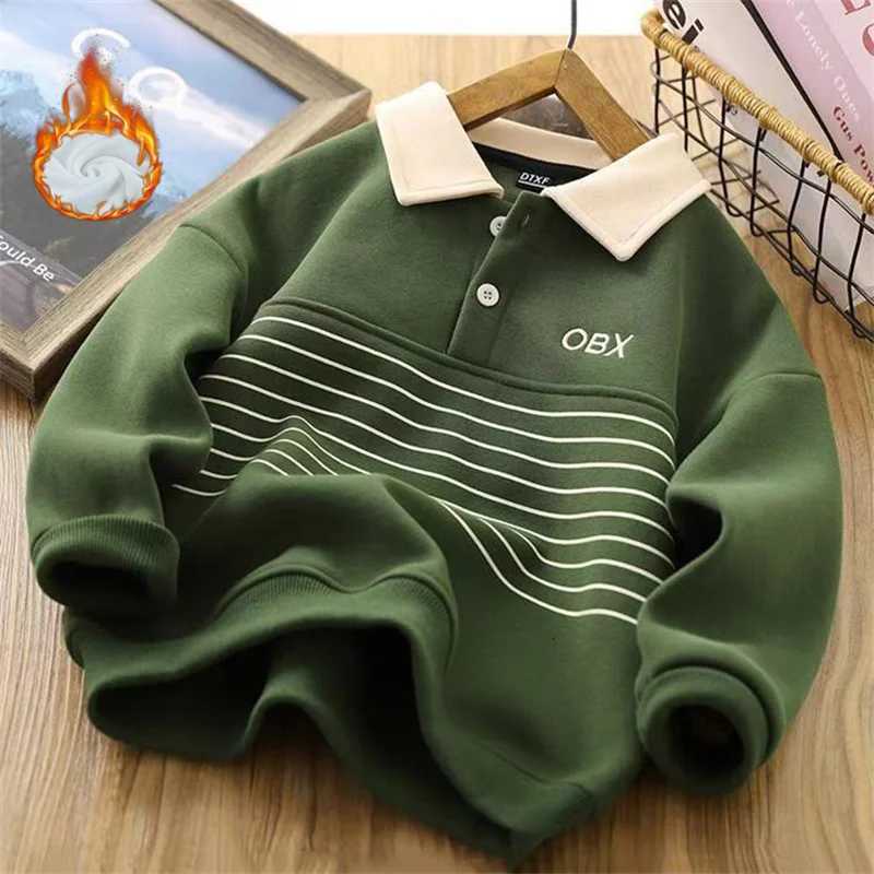 Winter Boys Warm Hoodies Children Autumn Plus Velvet Sweatshirts Children Fashion Padded Tracksuit 2024 New Kids Fleece ClothingT251030