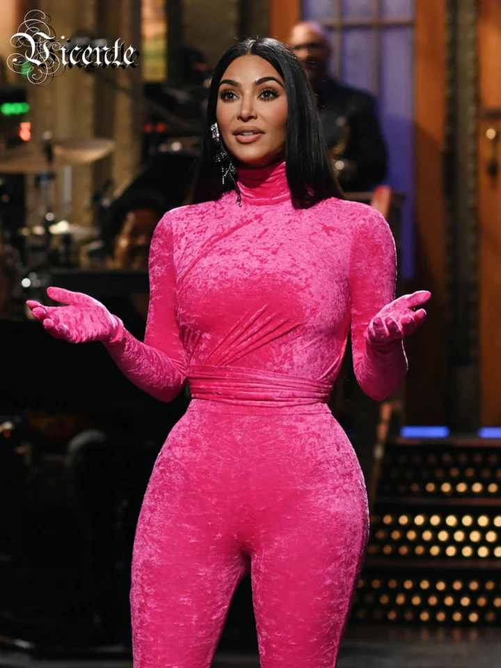 VC Gloves n Stand Collar Long Sleeves Full Length Velvet Jumpsuit Vestidos 251027