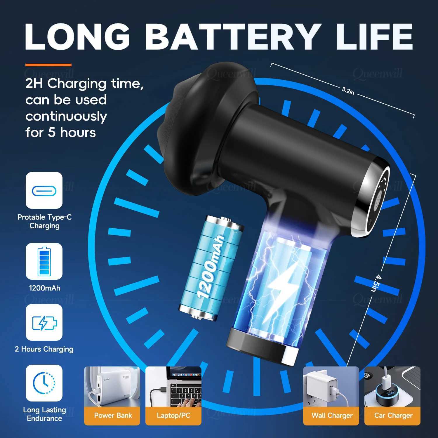 Portable Electric Massage Gun Body Sculpting Massager Deep Tissue Muscle Relaxation Massage Machine With 5 Heads For Full Body J251030