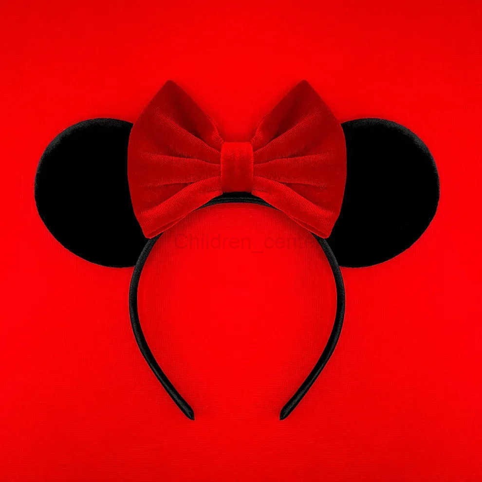 Disney Mickey Girl Velvet Ear Headband Soft Butterfly Knot Headband Halloween Party Christmas Hair Accessories H251030