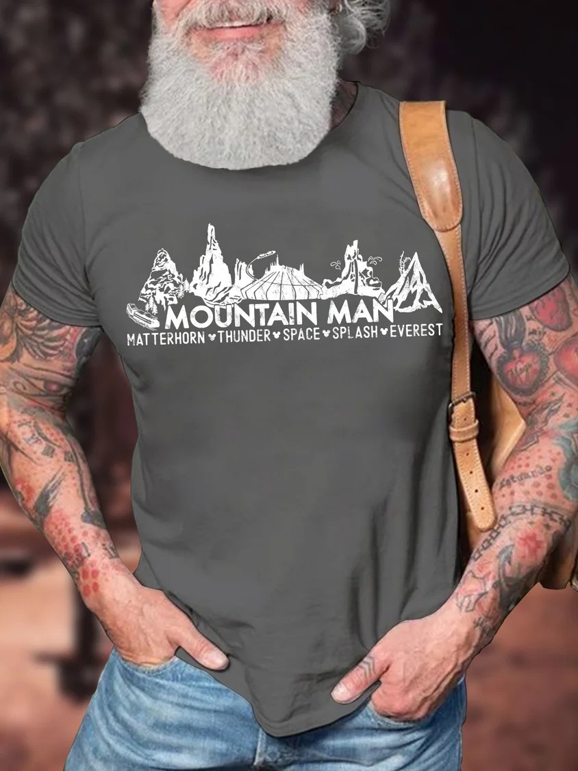 European & American Oversized Funny Outdoor Camping Graphic Cotton Casual Letter Print Crew Neck T-Shirt - TT7300