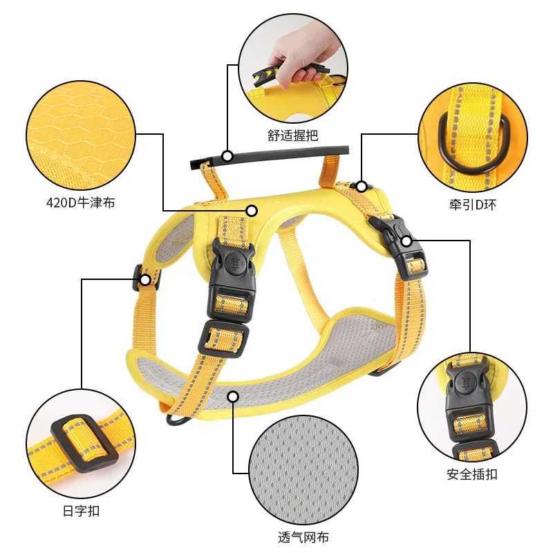 Pet leash vest type puppy chest strap antiexplosion flush reflective dog chest back pet supplies dog rope J251129