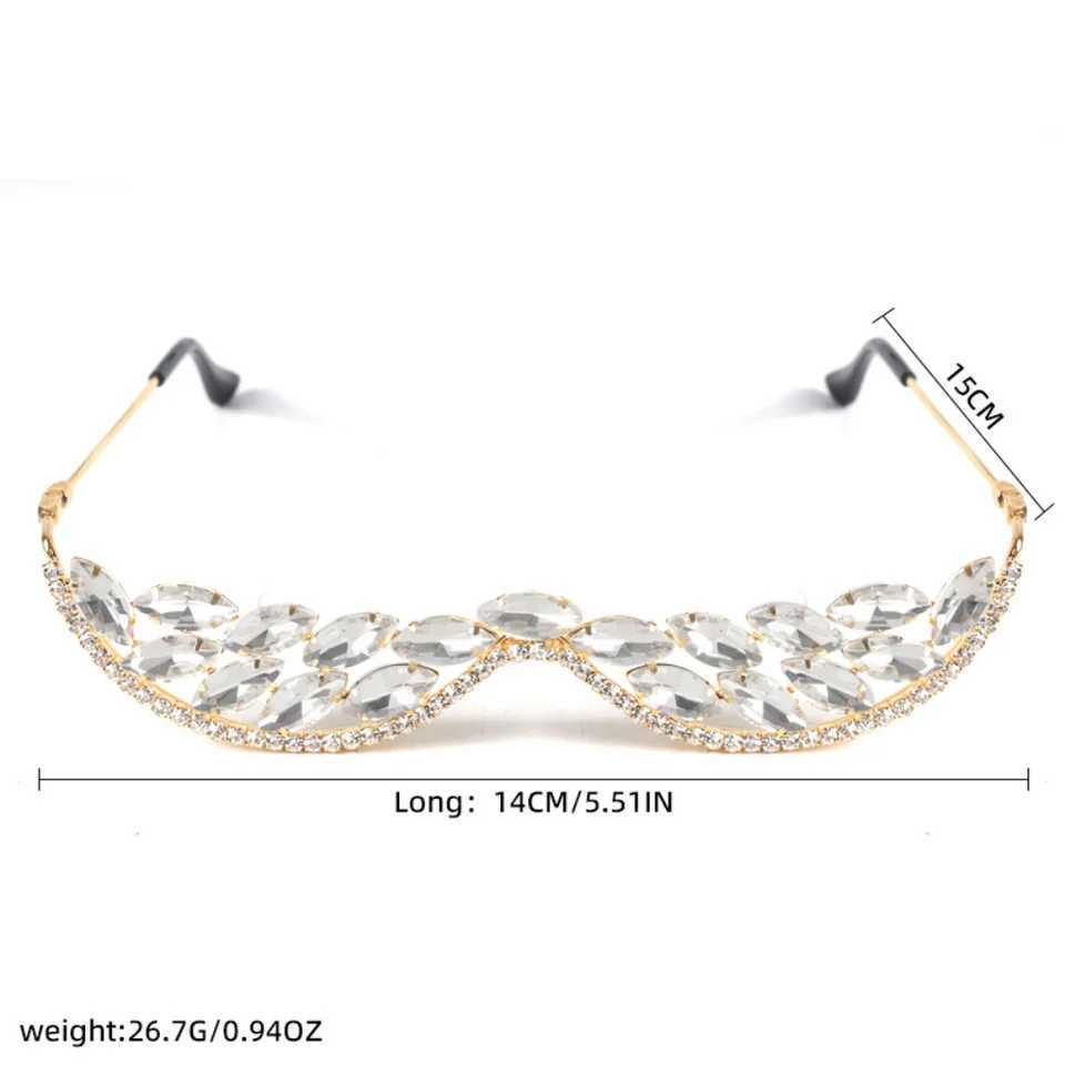 2025 Ins Fashion Rhinestone Face Accessories Bridal Gifts Bling Crystal Geometric Sunglasses Frame for Women Party JewelryW251029