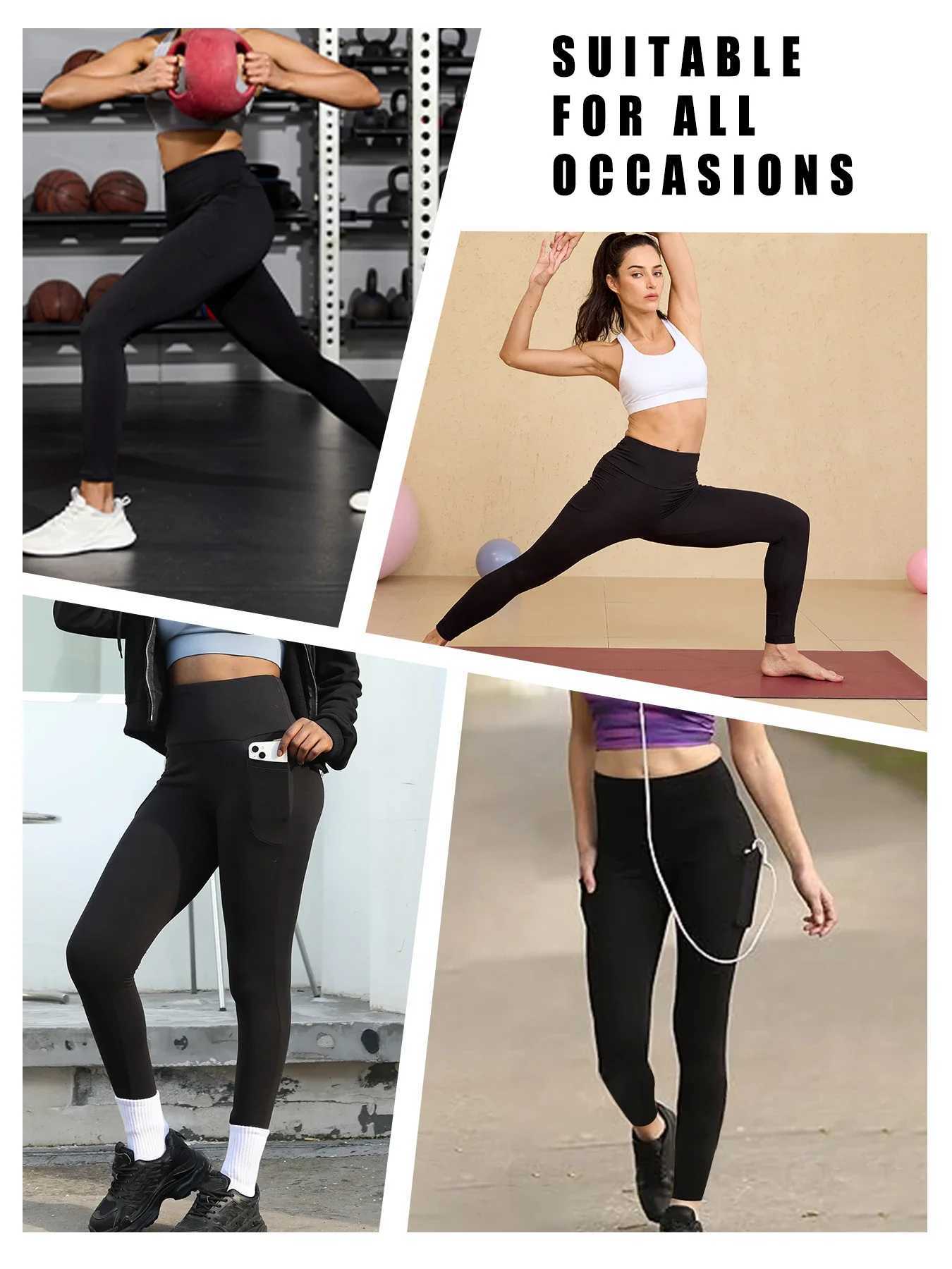 Super Soft Sports Leggings With Pockets For Women High Waisted Workout Yoga Running Push Up Gym Fitness Tight Pants Womens J251030