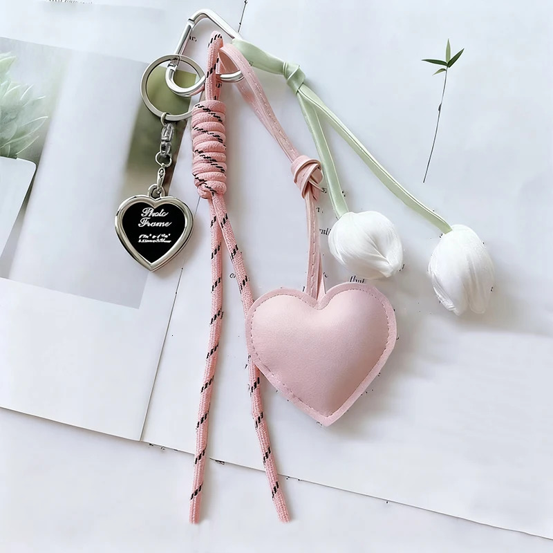 Charm Tassel Love Heart Creative Handmade Bowknot Keychain Cute Glossy Keychain Bag Accessories 251030
