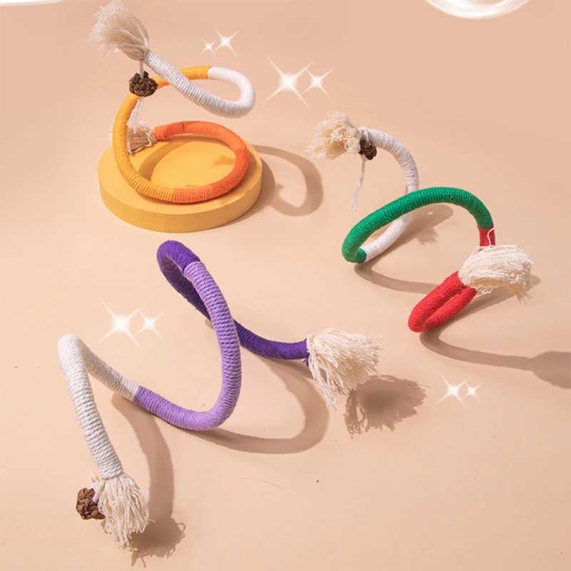 Cat String Toy Interactive Cat Scratcher Cotton Rope Toy Biteresistant Chewing Teething Cat Toy Pet Teaser Wand String Rope S251029