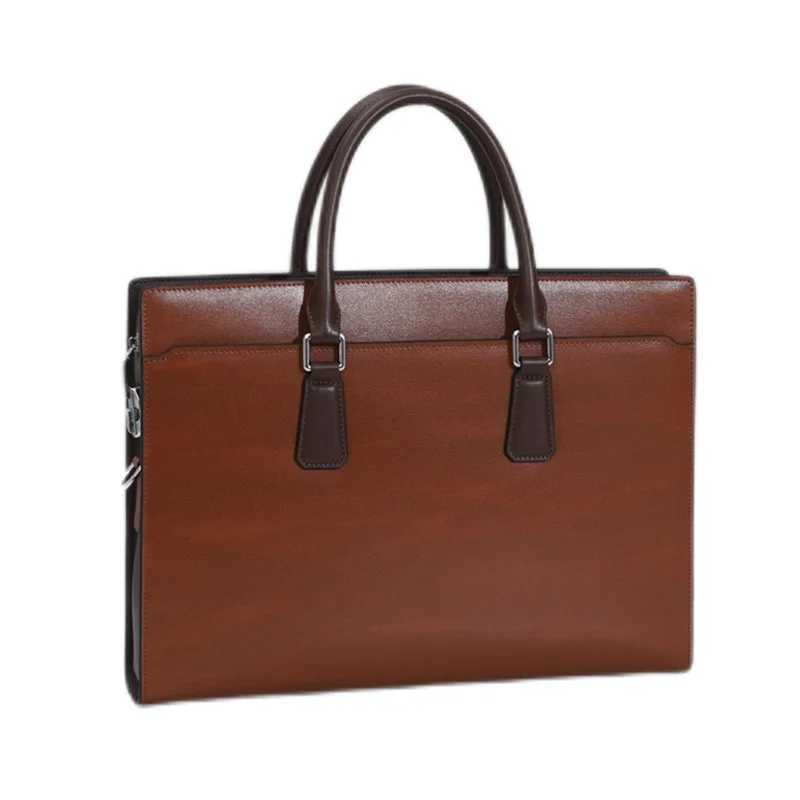 Top Layer Cowhide Genuine Leather Briefcase MenS Executive Designer Luxury Handbag Portable Shoder Business Laptop Bag Y251011