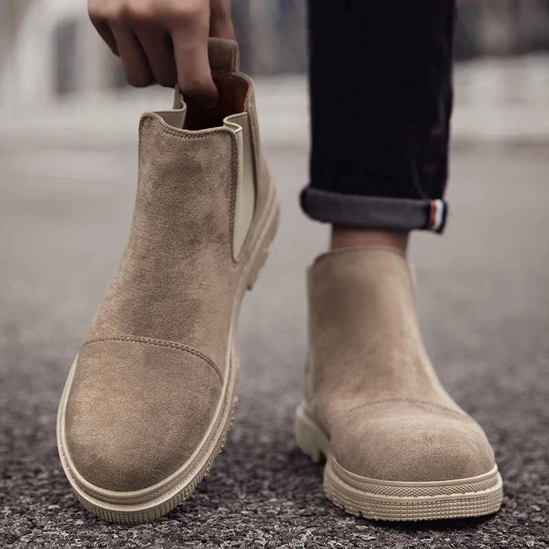 Men Suede Leather Chelsea Boots British Style Outdoor Comortable Non Slip Mens Ankle Boots Botas Zapatos Hombre Chaussure Homme Z251029