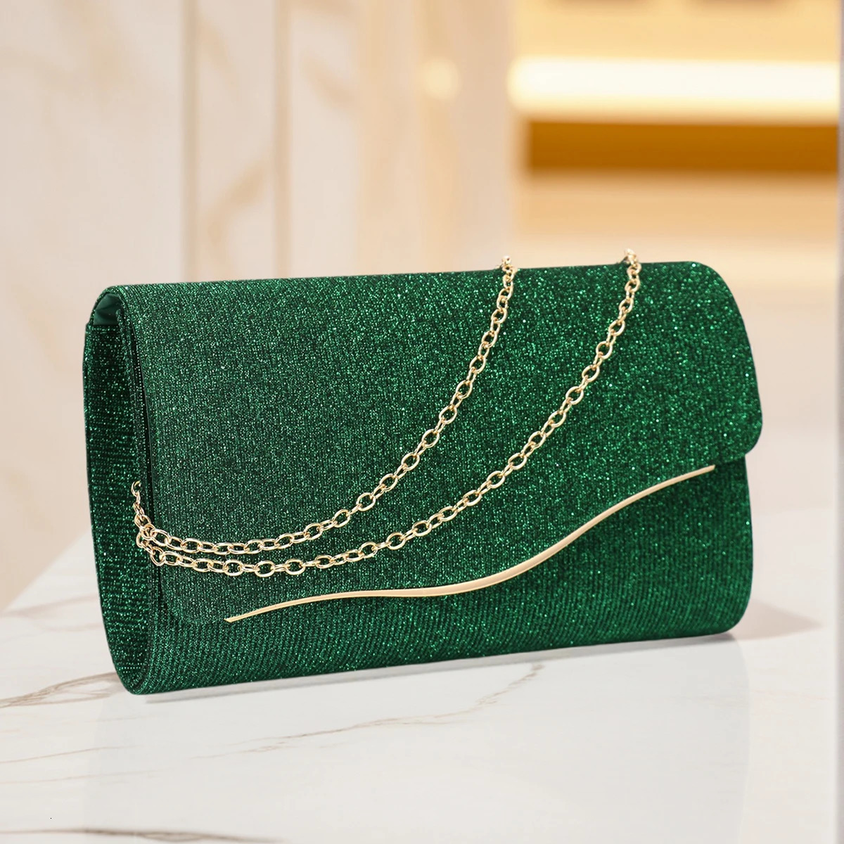 Glitter Women Evening Bags Fashion Black Color Lady Party Dress Banquet Clutch Bags With Shoulder Chain Messenger Purse 251030