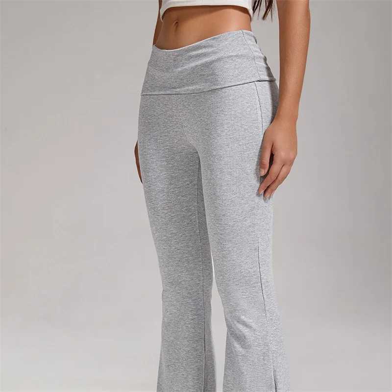 SVEIC Yoga Pants Flare Leggings Sports Fitness Turn Over Waist Leggings Workout Wear Trousers Running Training Gym Woman Clothes J251030