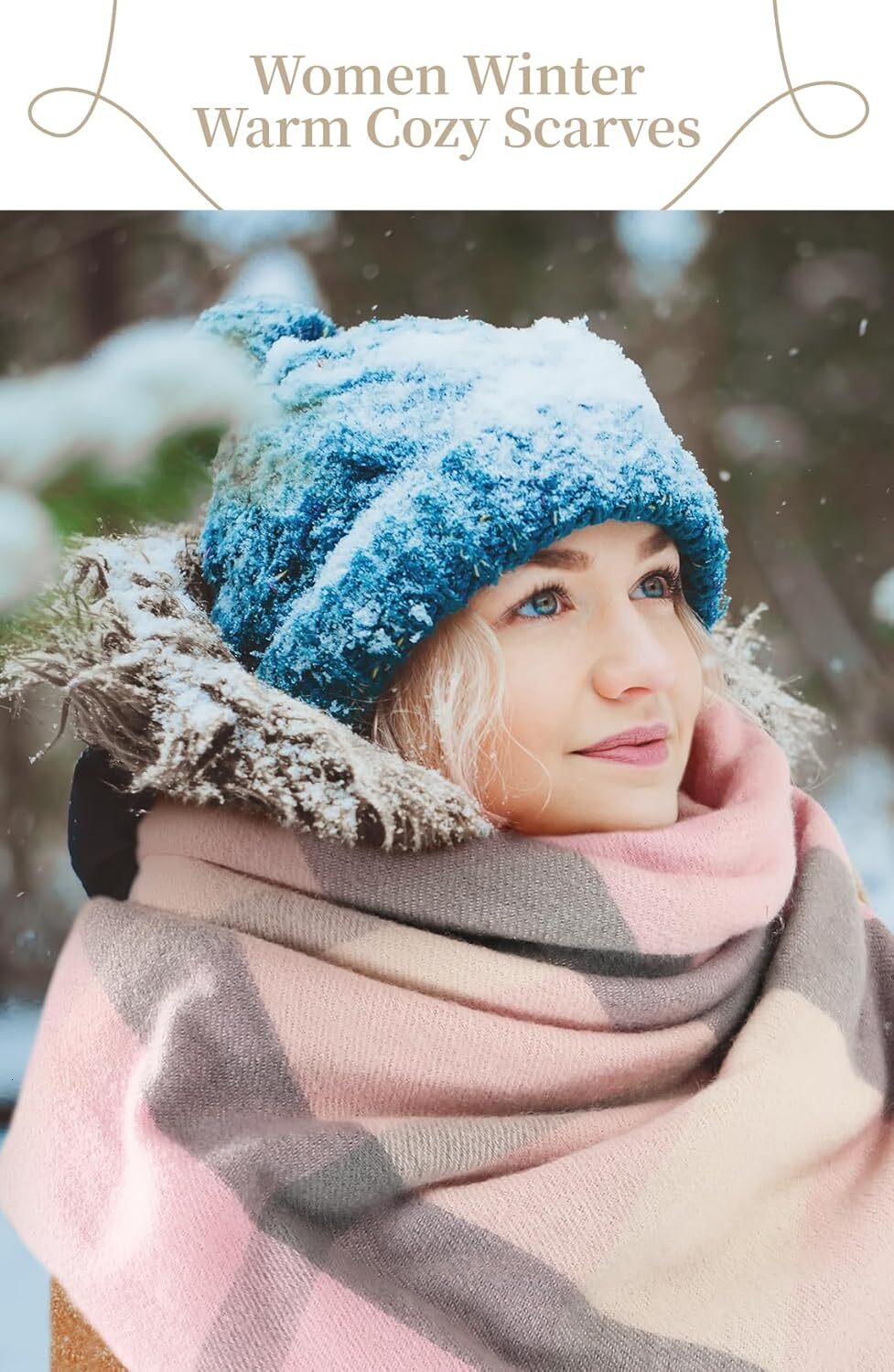 Custom Christmas gifts Scarf for Women Womens Winter Fall Scarf,Long Plaid Shawls and Wraps, Cashmere Feel Blanket Pashmina Scarves