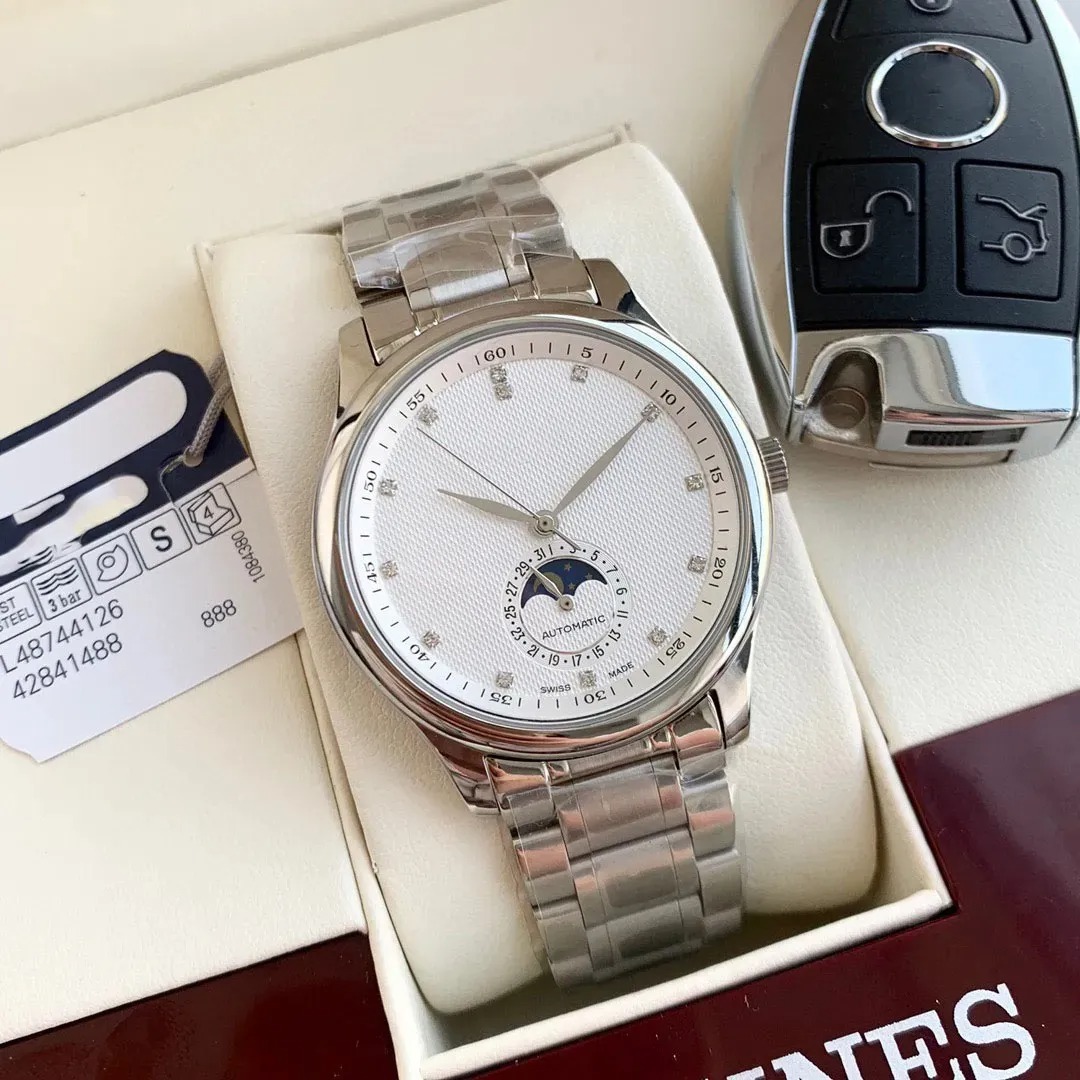 U1 Top-grade AAA Mens Lunar Phase Watch Famous Leisure Watchmaker Multifunctional Automatic Mechanical Movement Leather Stainless Steel Strap Wristwat