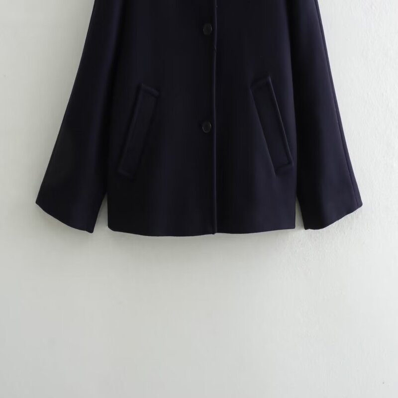 Winter 2023 Womens Faionable Wool Blend ort Coat Jaet Versatile Long Sve Commute Sle Regular Length Outerwear 251010