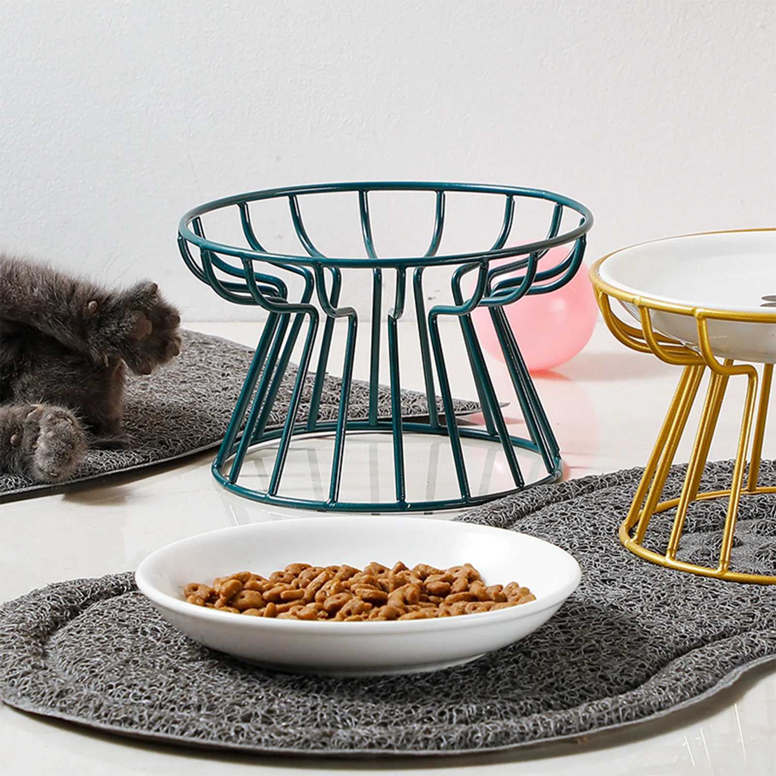 1pcs Ceramic Cat Food Bowl Wide Safe Pets Water Food Bowls Non Slip Shallow Dish for Kitten Puppy Food Water Feeding J251113