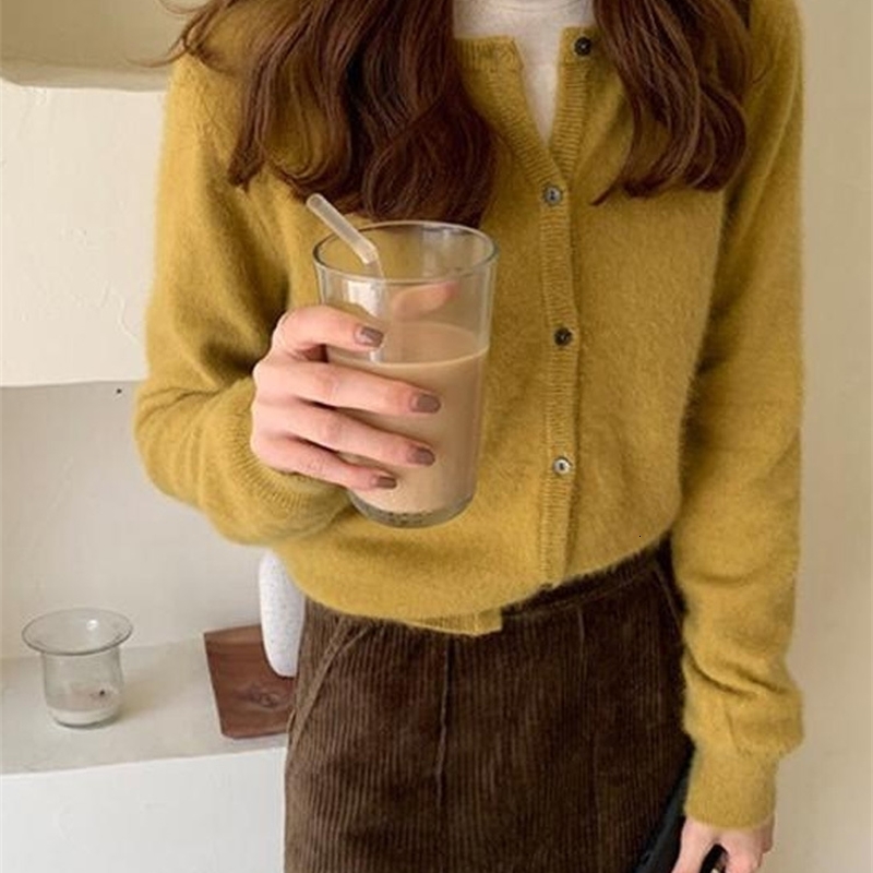 Fashion Solid Color Knitted Cardigan Sweater Autumn Winter Long Sleeve Buttons Sweater Coat Elegant Casual Loose Winter Tops 251010