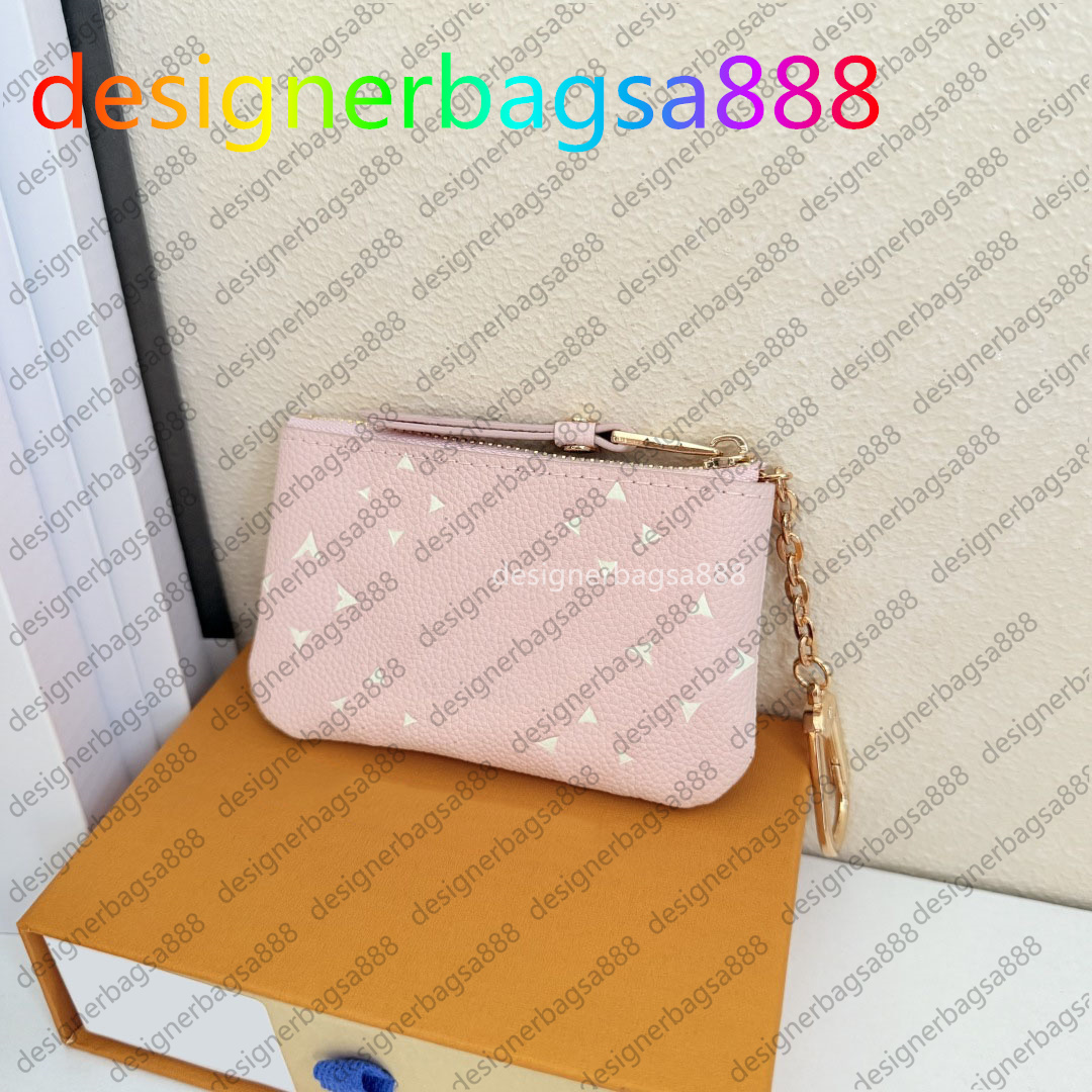 Top high quality Mini pink Key Wallets Womens Mens Ring Credit Card Holder Coin Purse M62650 With box and dust bag handbag wallet bag wholesale Cherry Wallet