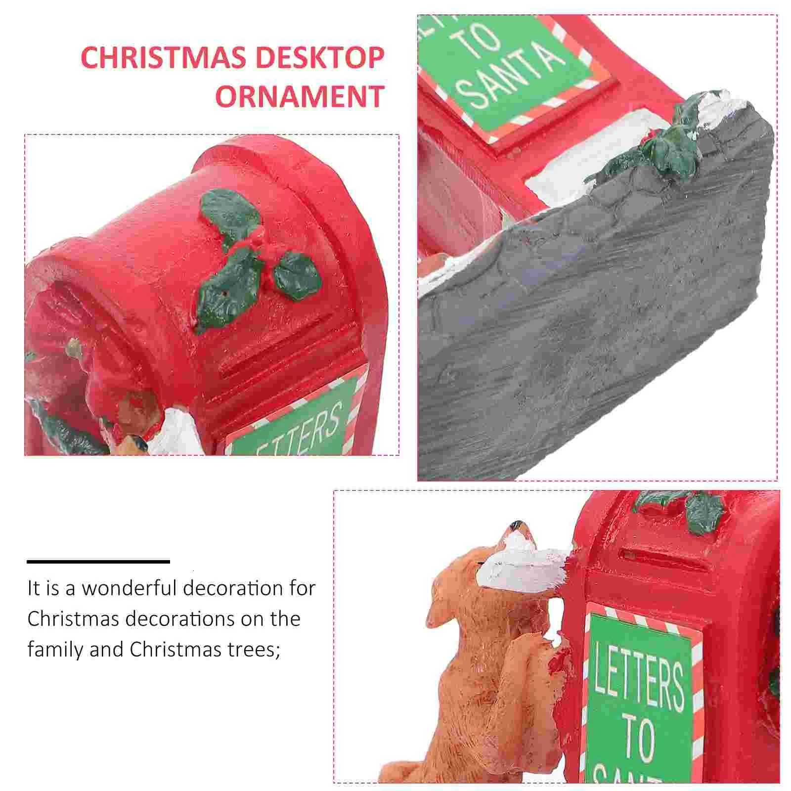 Ornament Handicraft Ornaments Tabletop Christmas Dessert Mailbox Figurine Red Crafts C251030