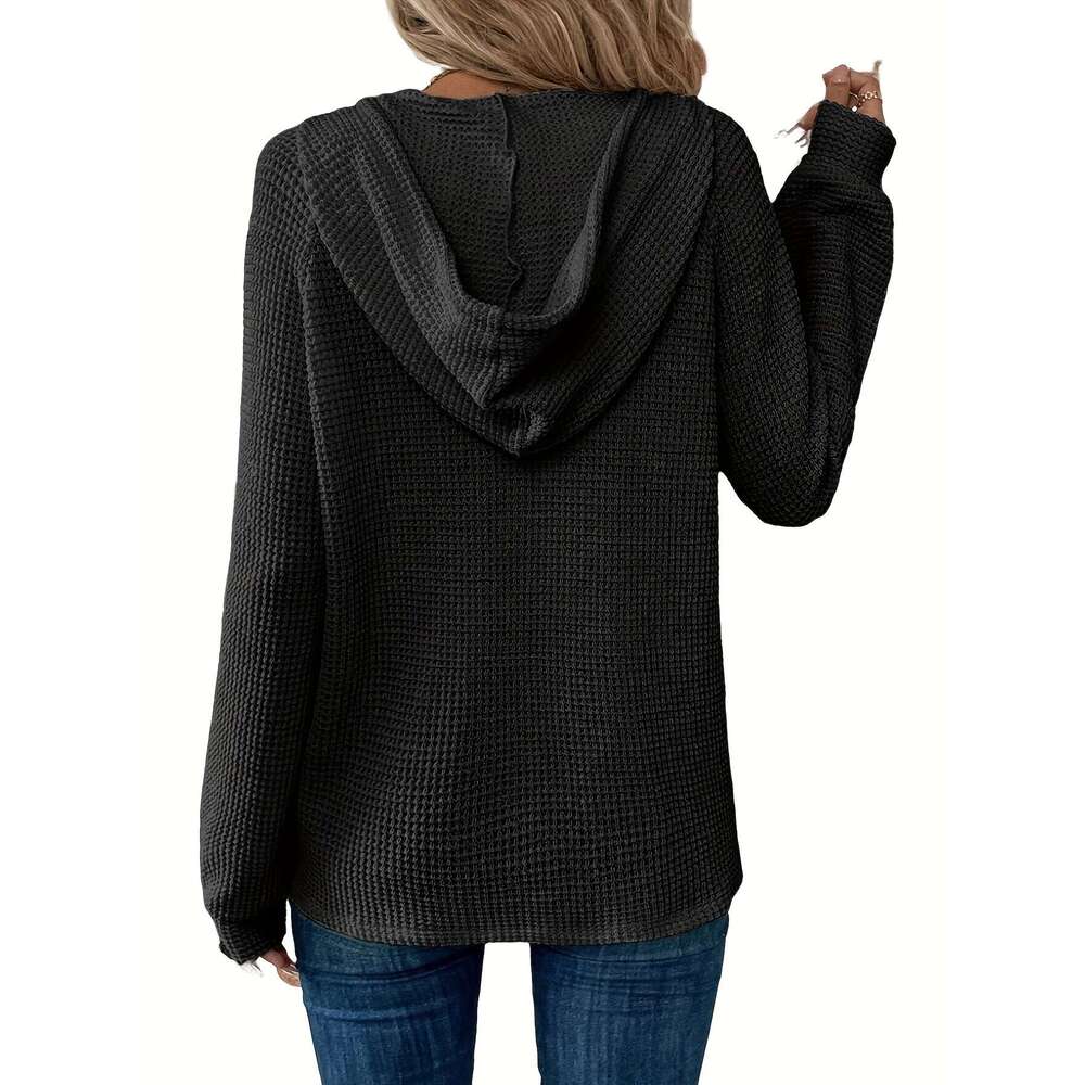 Three Piece Women S Fashion Hooded Shirt Casual Button Up Drawstring Long Sleeve Top Set For Spring Summer
