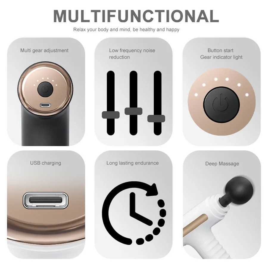 Exercise Massager Fascia Massage Gun Electric Massager Body Relaxation Belt 4 Replaceable Heads Fitness Equipment Fascia Gun J251030