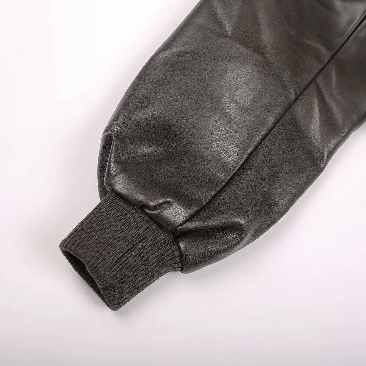 winter jacket women BSK&TRAF Hot Girl Stand Collar Distressed Faux Bomber 2025 Women's Fashion Commuter Leather Jacket