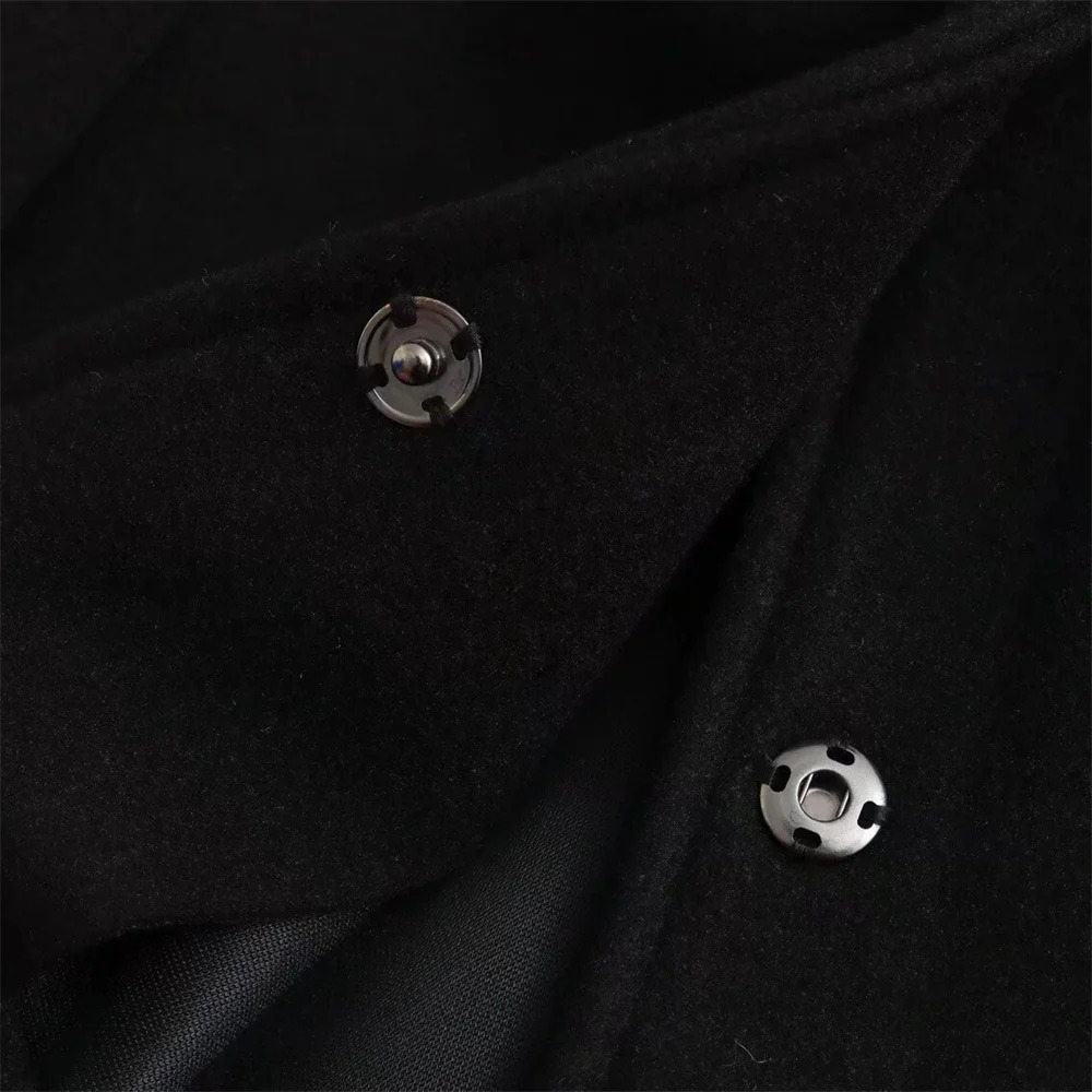 Womens Baseball Suit Loose and Versatile Black Long sleeved Pilot Jacket Coat 251029