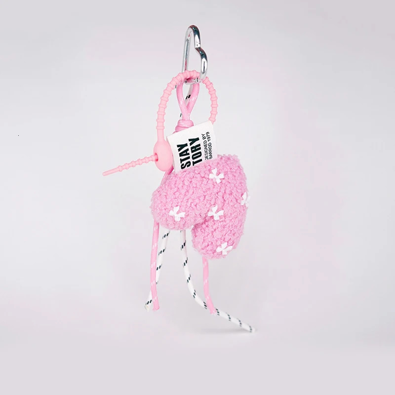 Cartoon Plush Bow Love Keychains For Women Y2k Bag Pendant Couple Car Key Chains Jewelry Gift Decoration Accessories 251030