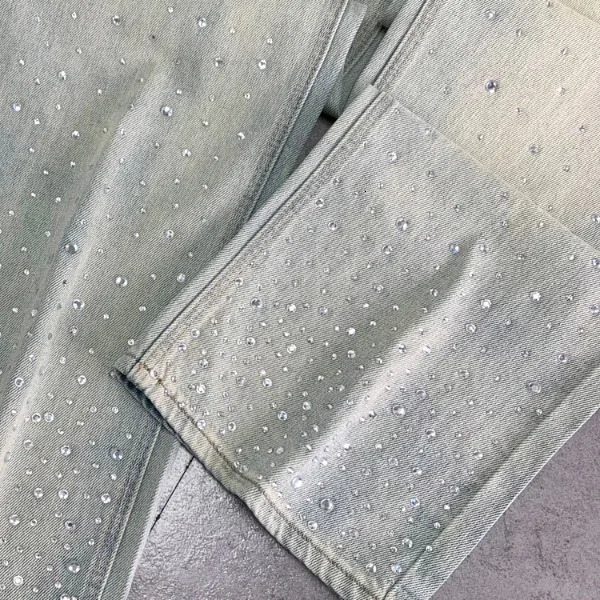 Y2K Sense Crystal Diamond High Waist Straight leg Jeans for Womens Fashion Loose and Slim Wide Leg Pants 251029