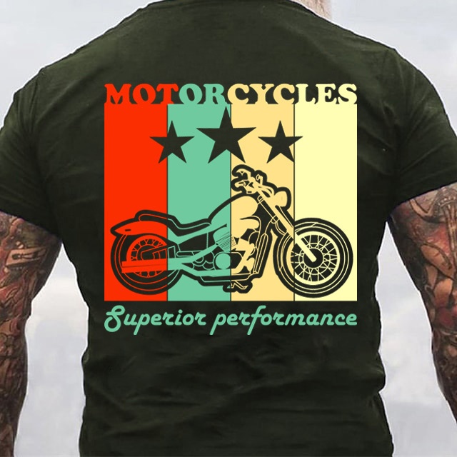 European and American Oversized MOTORCYCLES Letter Print Men's Cotton Summer T-Shirt - TT7071