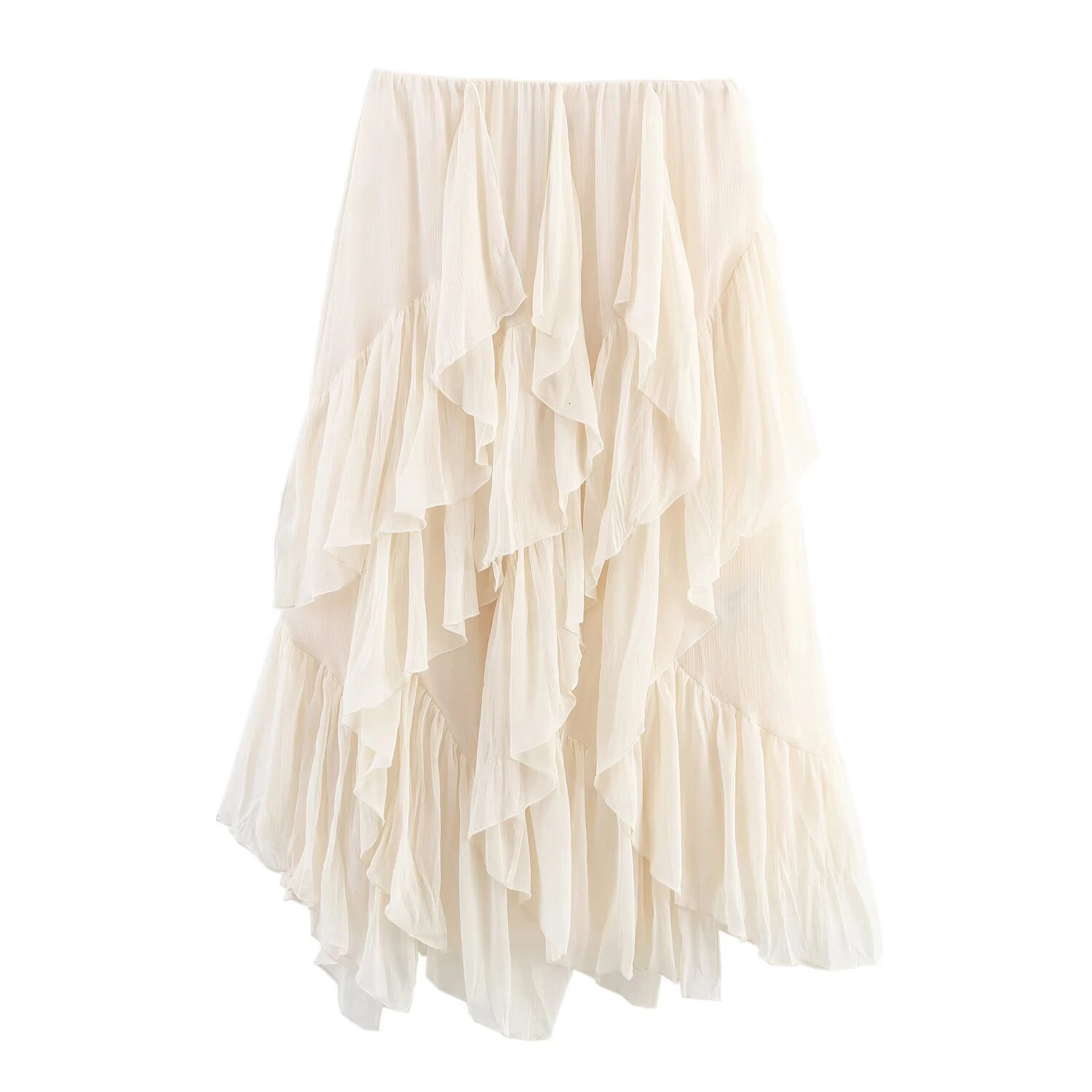 European and American style 2025 summer product womens clothing sense layered decoration mid waist MIDI skirt 251028