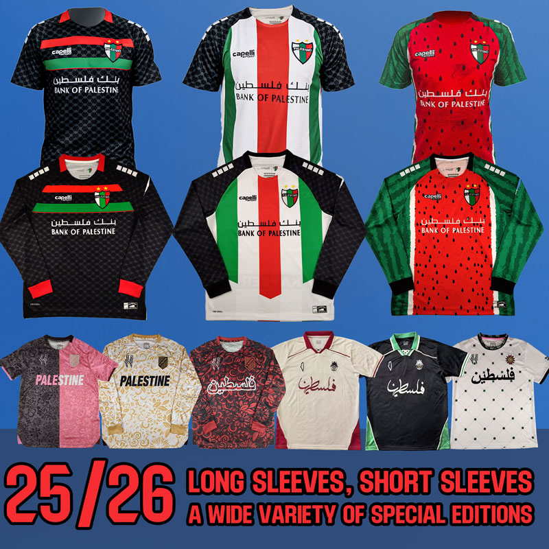 2025 2026 Palestine soccer Jerseys Black Center Stripe Red Green Football Shirt War Justice March Football uniform special pink Palestine Kits