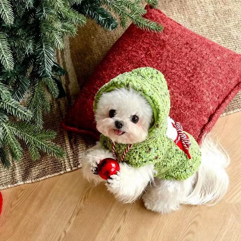 T1936 Dog Clothes Hoodie, Fleece Lined, Thick and Warm for Autumn and Winter, Puppy, Christmas, Bichon Frise, Teddy, Small Dogs