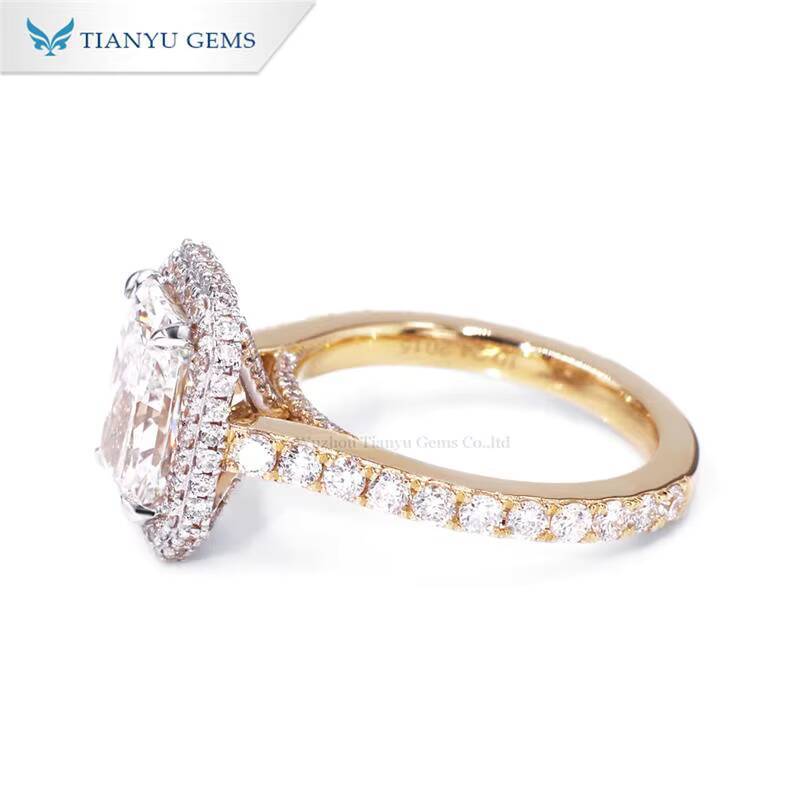 Tianyu Gems 3ct Radiant Cut D VS1 Lab Diamonds Ring Two Tone Gold 18k 14k 10k Yellowwhite Gold Women Wedding Engagement Rings