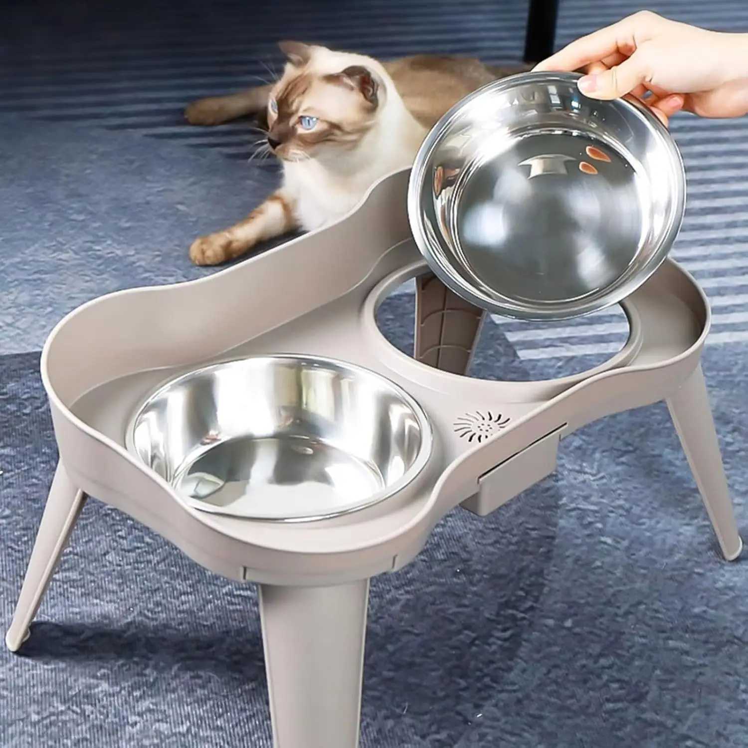 Pet food bowl with stand raised feeder dog bowl spill proof dog water bowl suitable for small medium and large dogs and pets J251113