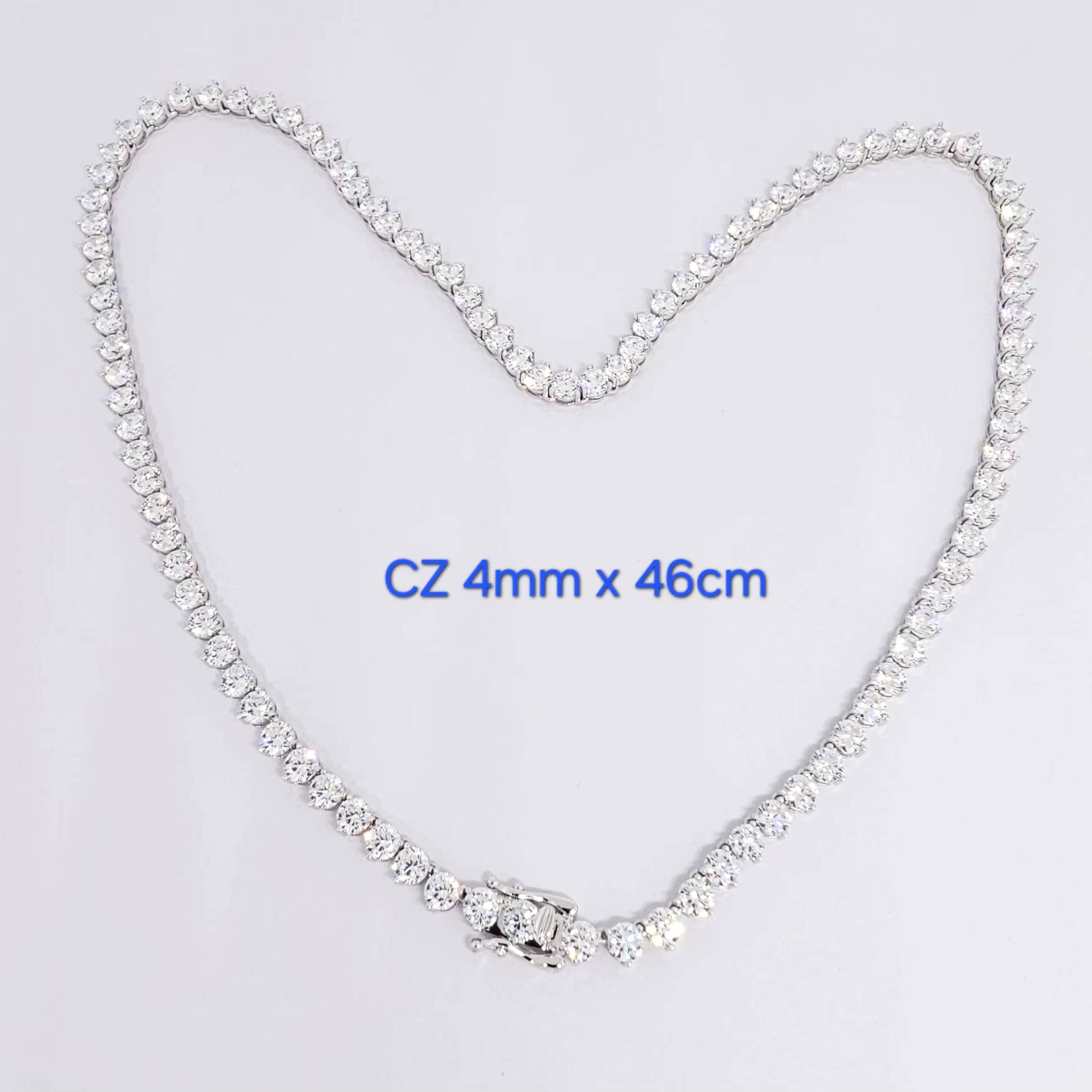 Hot Sale High Quality Tennis Chain 18 Necklace 925 Sterling Silver with Gold Plated Moissanite Diamond and Moissanite for Weddings