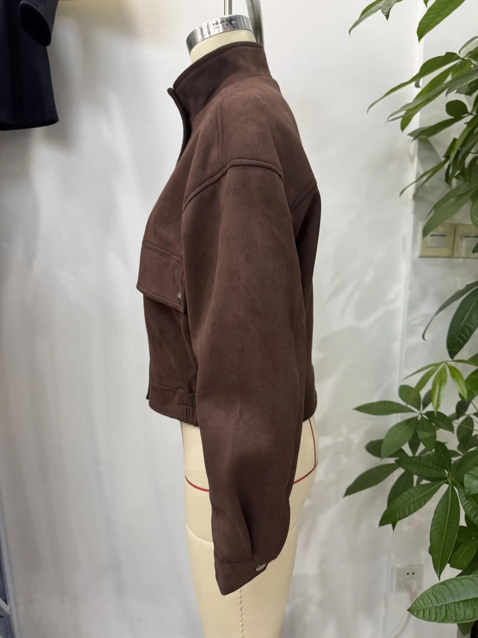 European and American style 2025 autumn suede retro fashion stand collar versatile jacket 251015