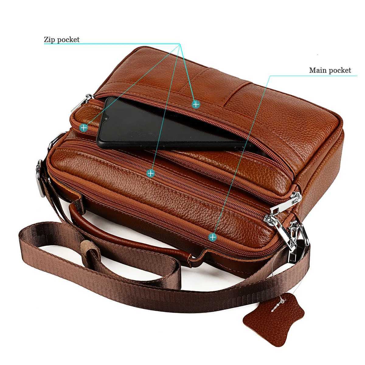 Fi Men Shoder Bag Genuine Leather Handbag Business Mtifunctial Briefcase Travel Mens Crossbody Bag Luxury Bag Men Y251011