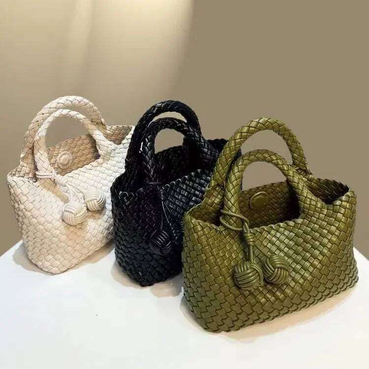 Handwoven Bucket Small Niche Handbag Women's Shoulder Crossbody Tote Bag Vegetable Basket Fashionable Soft PU Leather