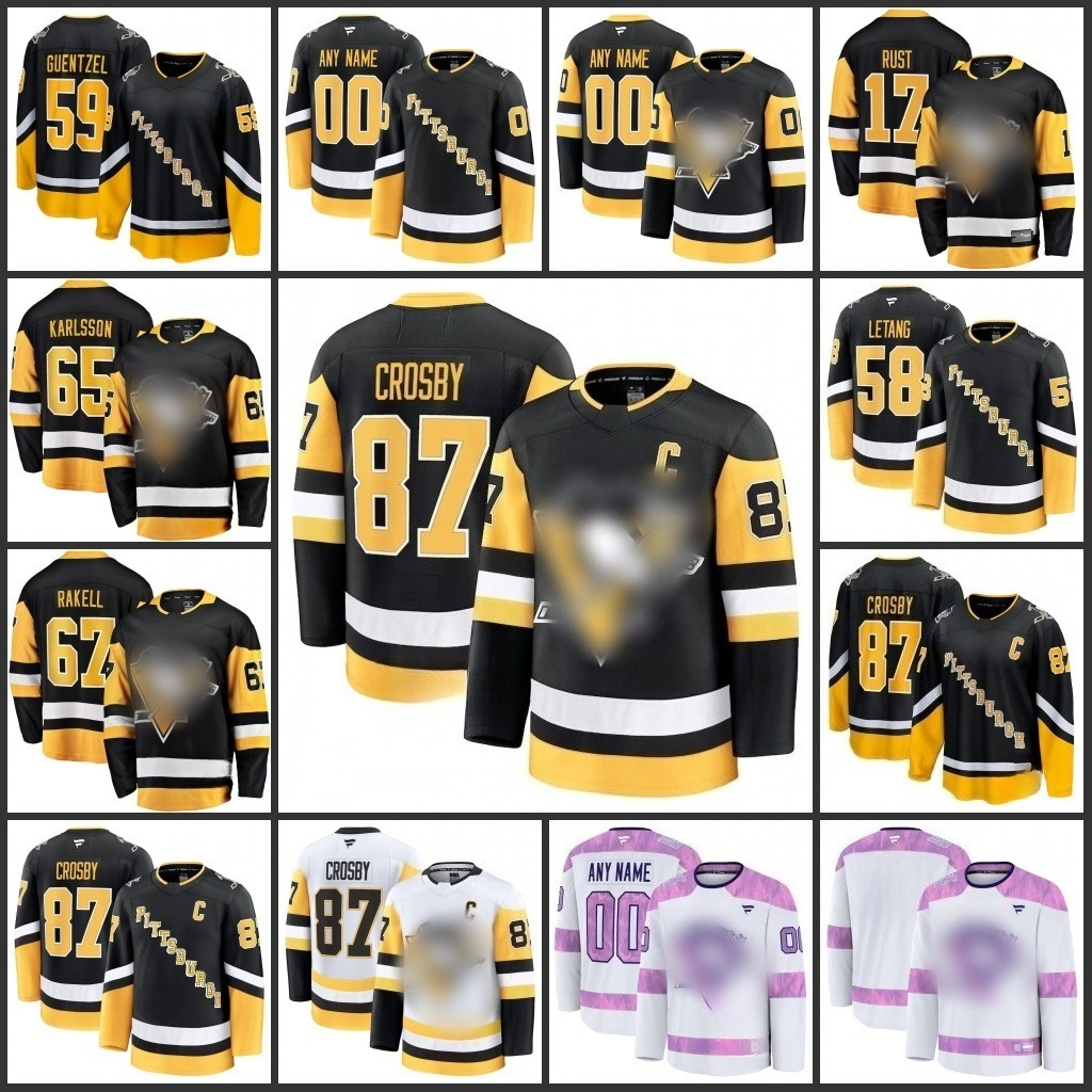 Penguins Hockey Jersey Sidney Crosby Evgeni Malkin Erik Karlsson Rickard Rakell Bryan Rust Marcus Pettersson Michael Bunting Matt Grzelcyk Kris Letang