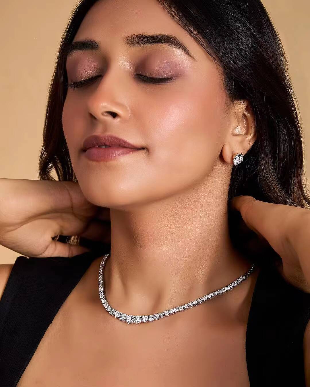 Hot Sale Moissanite Tennis Necklace Pass Diamond Test 3mm 4mm 925 Silver Iced Out VVS Moissanite Diamond Tennis Chain Necklace