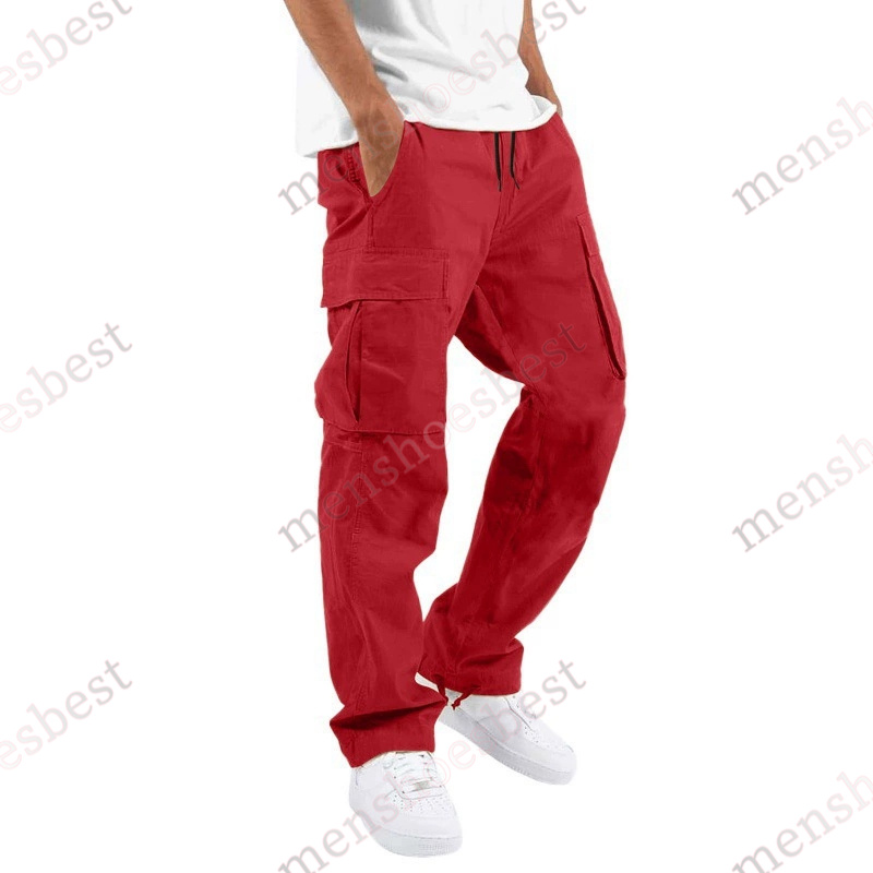 New Solid-color Cargo Pants Mens Plus-size Casual pants Versatile high arcade style long pants Men Loose straight-leg tapered pants