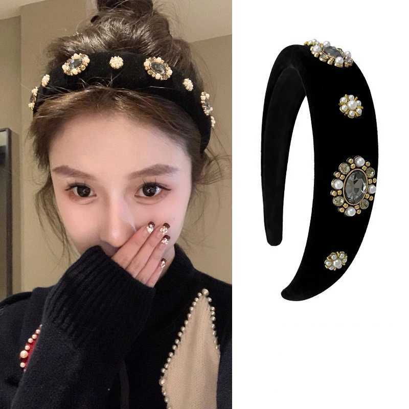 1 Pcs Ladies Hair Hoops Velvet Pearl Diamond Sweet Elegant Gentle Korean Hair Bands High Quality Hair Accessories For Girl D260326