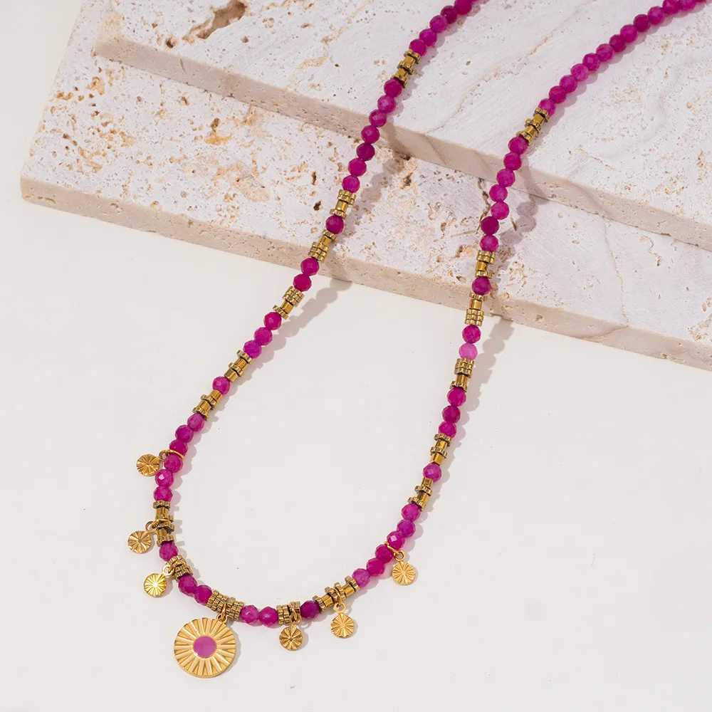 Keen on Necklace Stainless Steel Natural Stone Bead Pendant Suitable for Womens Beach Parties European American StyleXJ251030