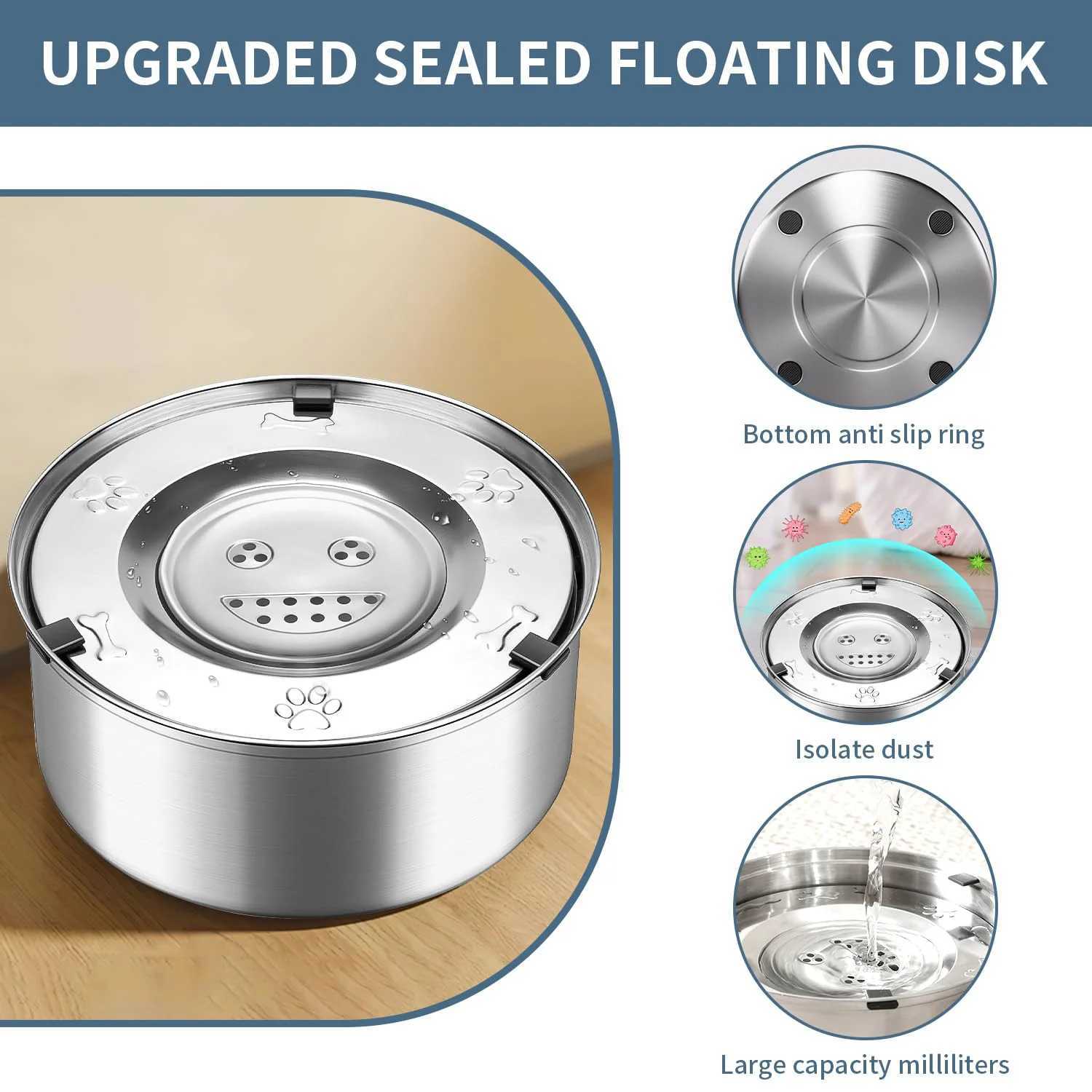 Dog Water Bowl Suspended Stainless Steel Pet Bowl Large Dog Slow Drinking AntiSplash Water Dispenser Floating Bowl 3L101oz J251113