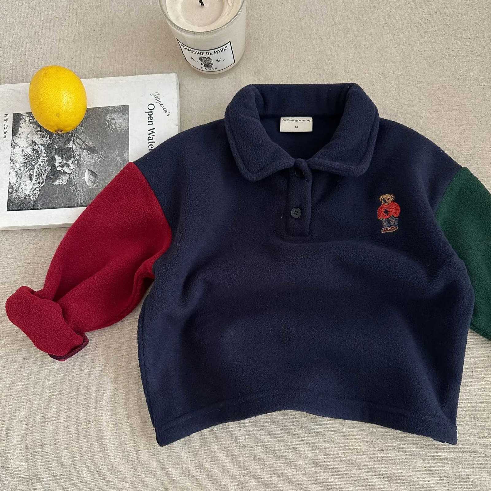 Winter New Children Fleece Sweatshirt Boys Girls Plus Velvet Thick Lapel Pullover Cotton Kids Casual Warm Tops Baby Polo ShirtsT251030