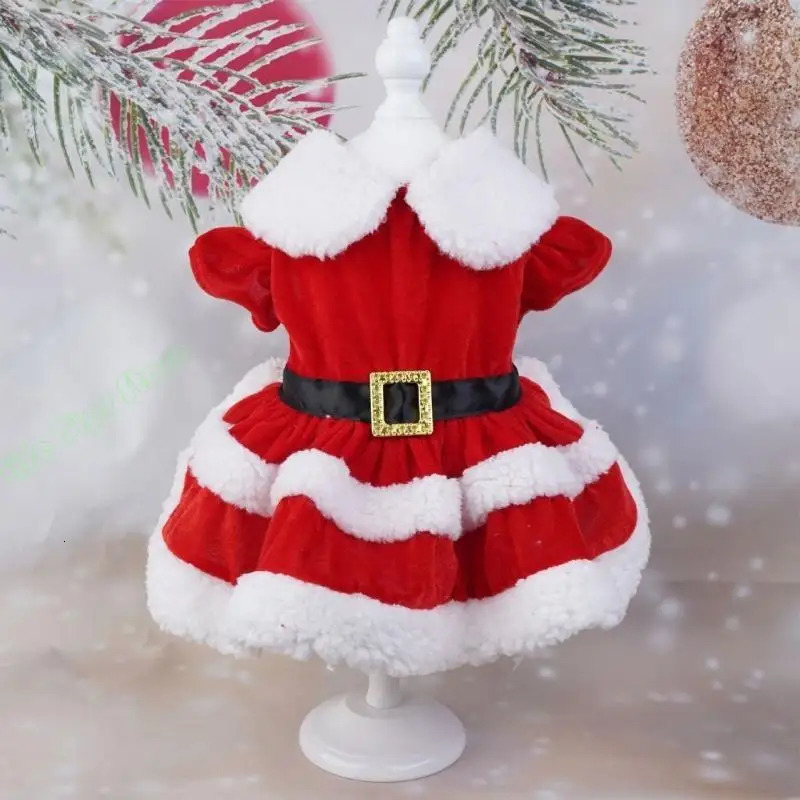 G5AB Winter Autumn Cosplay Santa Pet Dress Pet Skirt Christmas Party Dress for Pet 251029
