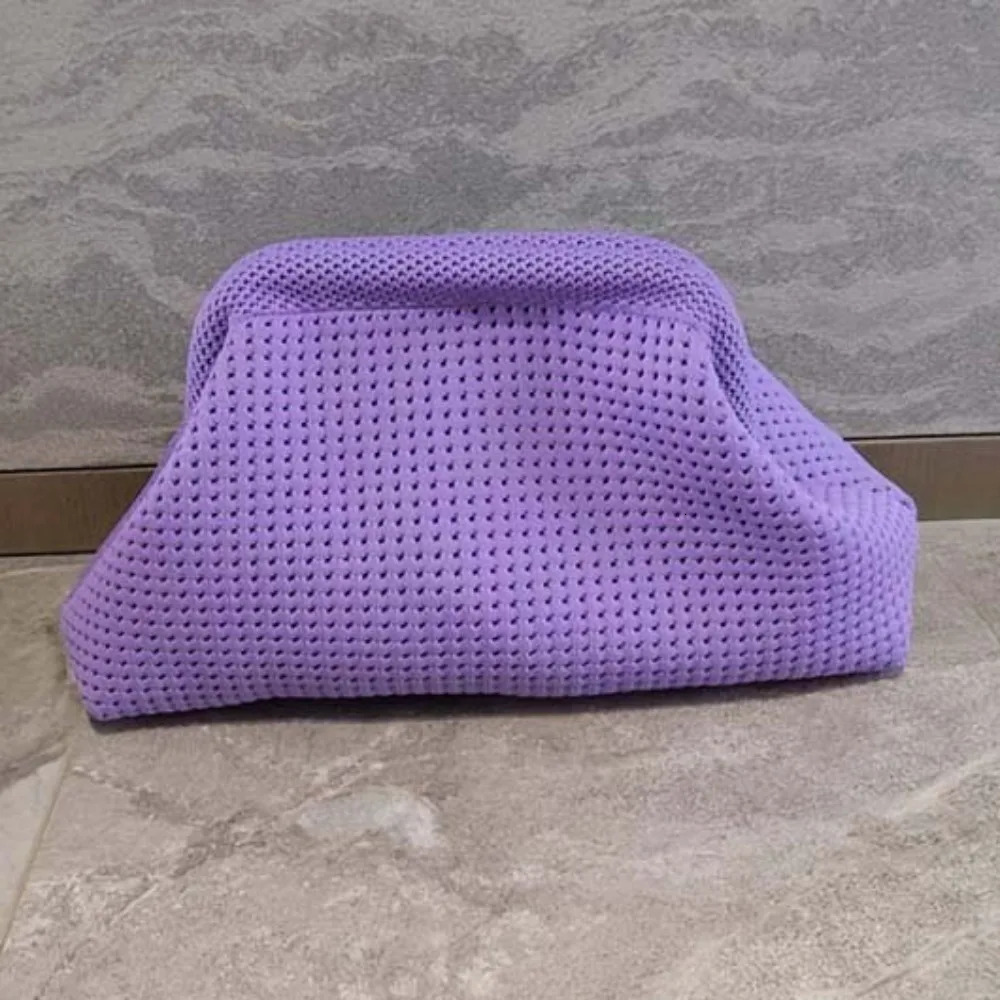 Durable Polyester Summer Beach Clutch Bag Soft Elastic Hollow Out Pouch Large Capacity Breathable Small Crochet Handbag Vacation 251030